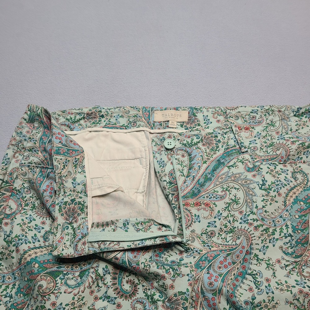 Talbots Paisley Ankle Pants Women 16W Mint Green Excellent Straight Leg Floral - Picture 4 of 7